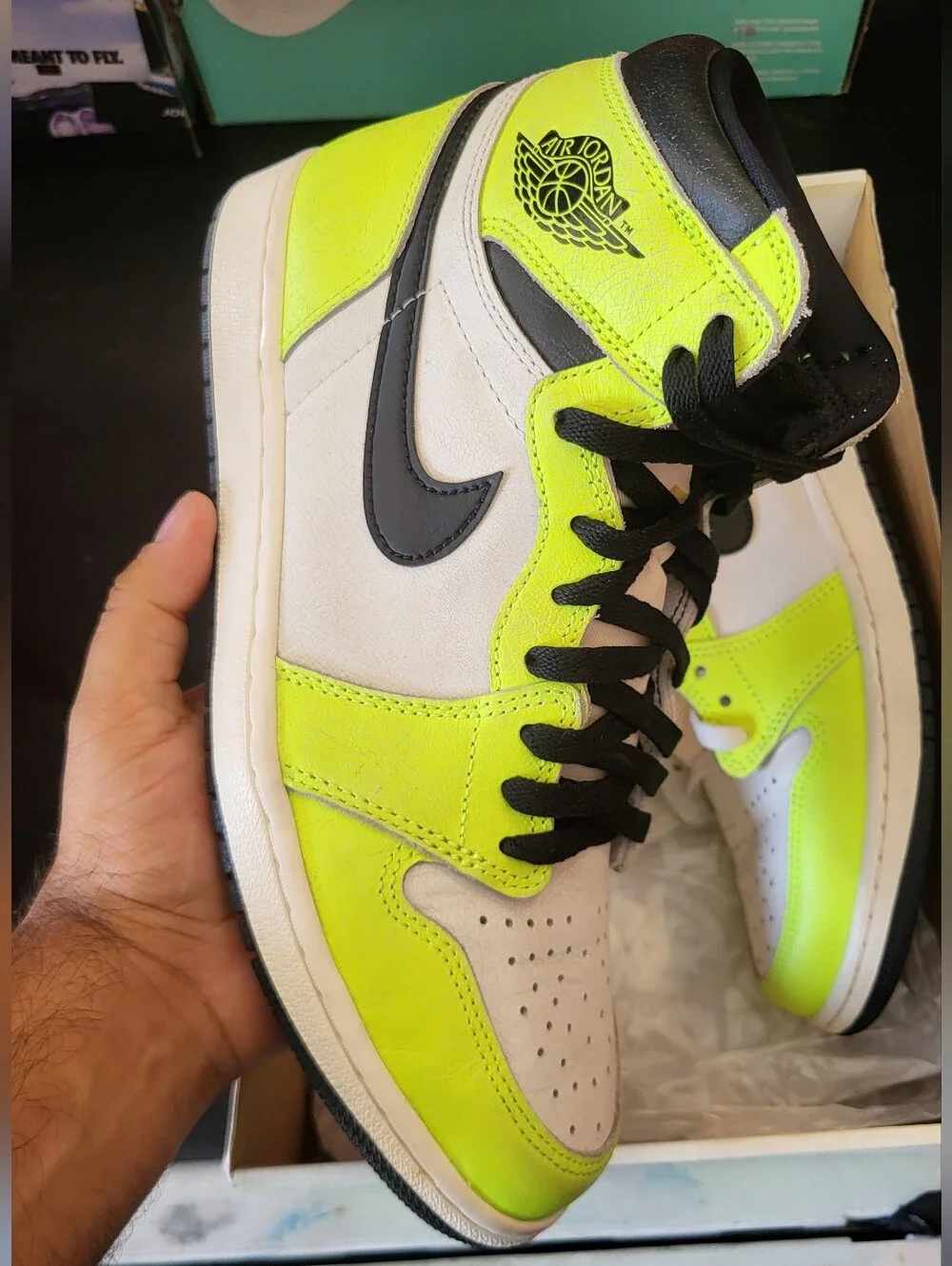 Jordan Box with Neon Yellow and Black Branding